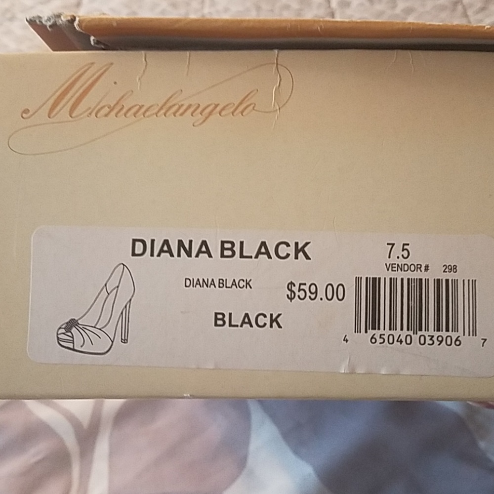 satin heels w/ rhinestones & peep toe - Picture 5 of 5